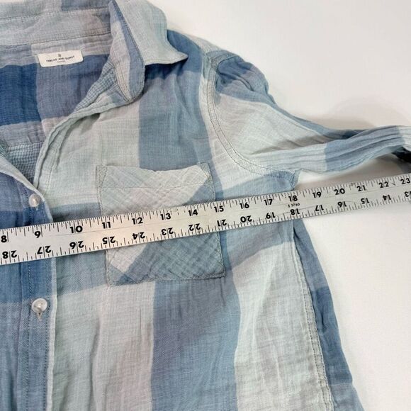 Thread & Supply Top Womens Small Blue Long Sleeve Button Down Gauzy Country - Picture 3 of 8